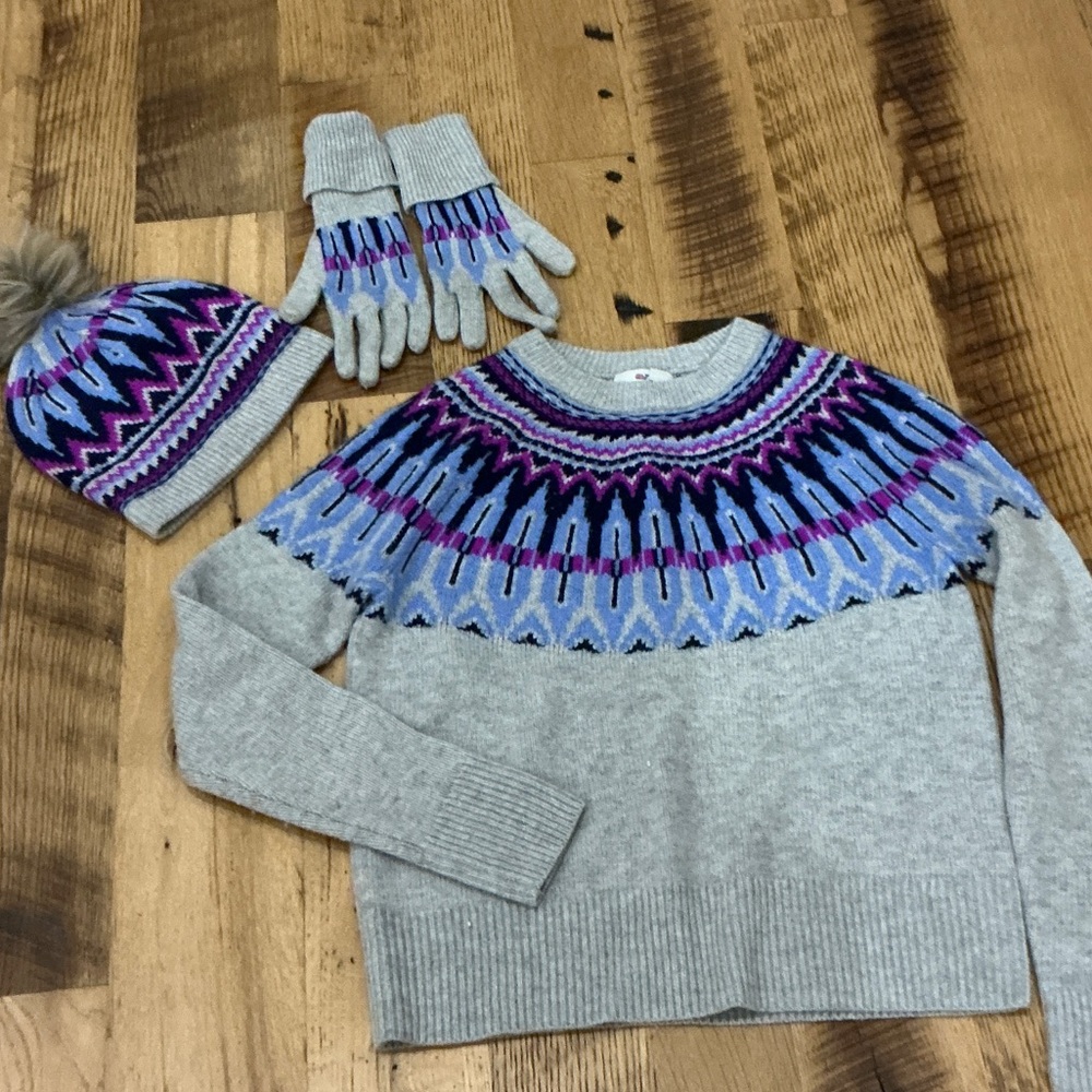 Vineyard Vines Gray and Blue Knit Sweater